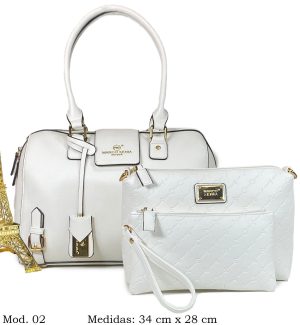 Mod 02 : blanco 1 Trío de bolsos ovalado