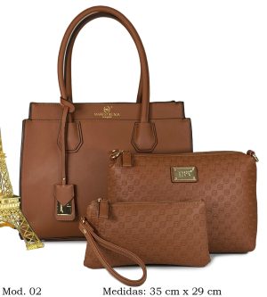Mod 02 - café oscuro 3 Combo de bolsos detalles