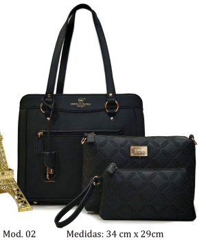 Mod 02 [ negro 4 Trío de bolsos alto