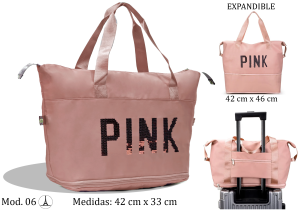 Mod 06 expandible rosado Bolso de viaje Pink.