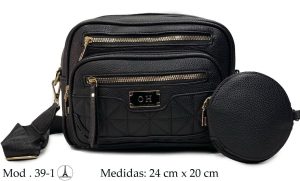 Mod 39-1 negro Bolso mano mediano.
